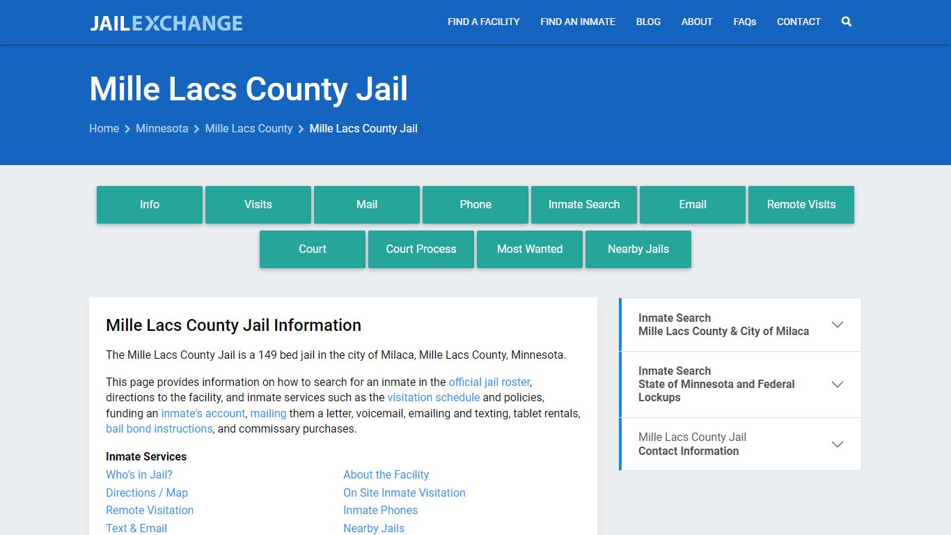 Mille Lacs County Jail, MN Inmate Search, Information